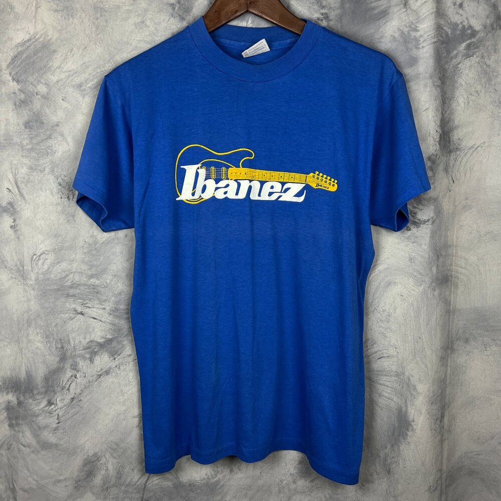 Vintage 80s Ibanez T-shirt, Stan's Guitar Shop Glendora CA SINGLE STITCH 2-sided